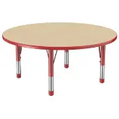 48 Round Woodgrain Activity Table with Adjustable Chunky Legs Color Red by Factory Direct Partners
