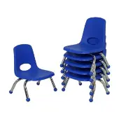 8 Stack Chair with Ball Glides 6 Piece Color Blue by Factory Direct Partners