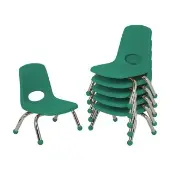 8 Stack Chair with Ball Glides 6 Piece Color Green by Factory Direct Partners