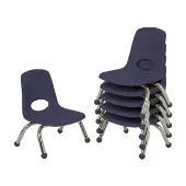 8 Stack Chair with Ball Glides 6 Piece Color Navy by Factory Direct Partners
