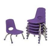 8 Stack Chair with Ball Glides 6 Piece Color Purple by Factory Direct Partners