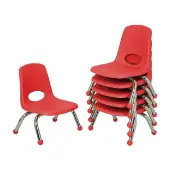 8 Stack Chair with Ball Glides 6 Piece Color Red by Factory Direct Partners