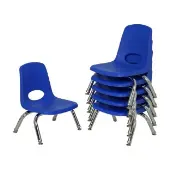 8 Stack Chair with Swivel Glides 6 Piece Color Blue by Factory Direct Partners