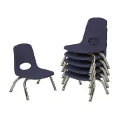 8 Stack Chair with Swivel Glides 6 Piece Color Navy by Factory Direct Partners