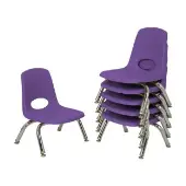 8 Stack Chair with Swivel Glides 6 Piece Color Purple by Factory Direct Partners