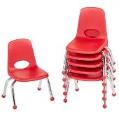 10 Stack Chair with Ball Glides 6 Piece Color Red by Factory Direct Partners