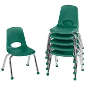12 Stack Chair with Ball Glides 6 Pack Color Green by Factory Direct Partners