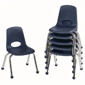 12 Stack Chair with Ball Glides 6 Pack Color Navy by Factory Direct Partners