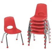 12 Stack Chair with Ball Glides 6 Pack Color Red by Factory Direct Partners