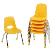 12 Stack Chair with Ball Glides 6 Pack Color Yellow by Factory Direct Partners