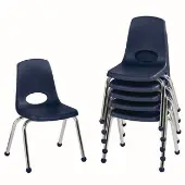 16 Stack Chair with Ball Glides Set of 6 Color Navy by Factory Direct Partners