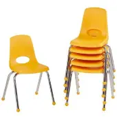 16 Stack Chair with Ball Glides Set of 6 Color Yellow by Factory Direct Partners