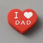 Heart with Word I Love Dad Silicone Beads