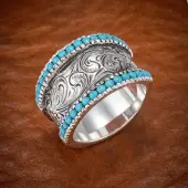 Retro Alloy & Turquoise Finger Rings