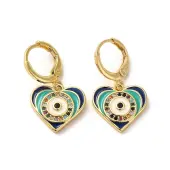 Evil Eye Real 18K Gold Plated Brass Dangle Leverback Earrings