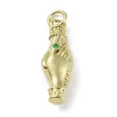 Brass Micro Pave Green Cubic Zirconia Pendants