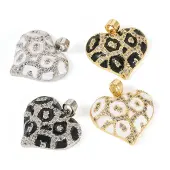 4Pcs 4 Colors Brass Micro Pave Cubic Zirconia Pendants
