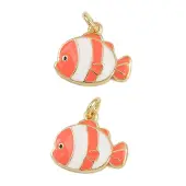 Brass Enamel Fish Charms