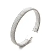 Non-Tarnish 304 Stainless Steel Flat Snake Chains Shape Open Cuff Bangle for Women