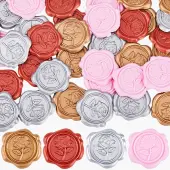 80Pcs 4 Colors Rose Adhesive Wax Seal Stickers