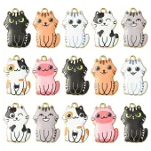 14Pcs 7 Colors Rack Plating Alloy Enamel Pendants