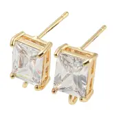 Brass with Cubic Zirconia Stud Earring Findings