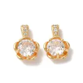 Brass Micro Pave Clear Cubic Zirconia Charms
