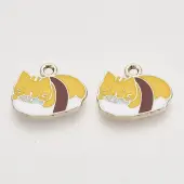 Alloy Enamel Kitten Pendants