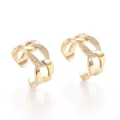 Adjustable Brass Micro Pave Clear Cubic Zirconia Cuff Rings