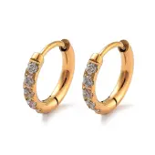 Ion Plating(IP) 316 Surgical Stainless Steel Pave Clear Cubic Zirconia Hoop Earrings Women