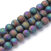Electroplated Natural Druzy Geode Agate Bead Strands