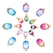 16Pcs 2 Style Glass Pendants