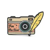 Camera with Feather Shape Enamel Pins