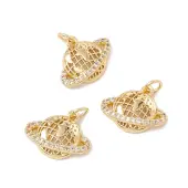 Brass Micro Pave Clear Cubic Zirconia Charms