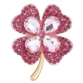 Cubic Zirconia Clover Brooch Pin