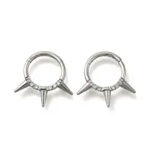 304 Stainless Steel Micro Pave Clear Cubic Zirconia 3 Spiked Cone Hoop Nose Rings
