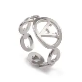 Non-Tarnish 304 Stainless Steel Initial Letter A Open Cuff Rings for Women
