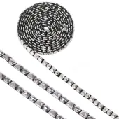 CHGCRAFT 2.5 Yards Hot Fix Pyramid Nailhead Trim 304 Stainless Steel Silver Rivet Studed Cord with Adhesive Back for Cloth Accessories...