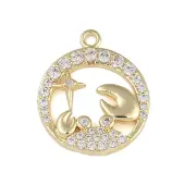 Brass Micro Pave Clear Cubic Zirconia Pendants