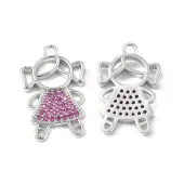 Brass Micro Pave Camellia Cubic Zirconia Pendants