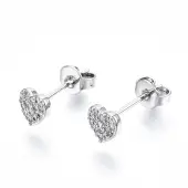 Brass Micro Pave Clear Cubic Zirconia Stud Earrings