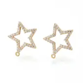 Brass Micro Pave Clear Cubic Zirconia Star Stud Earring Findings