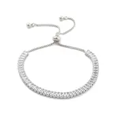 Brass Pave Clear Cubic Zirconia Rectangle Box Chain Slider Bracelets