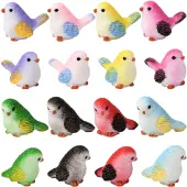 24Pcs 8 Colors Resin Birds Figurine Display Decorations