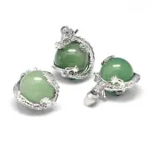 Dragon Platinum Plated Brass Natural Green Aventurine Pendants