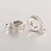 Brass Micro Pave Cubic Zirconia Tube Bails