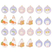 30Pcs 6 Styles Alloy Enamel Pendants
