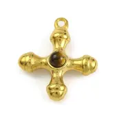 Natural Tiger Eye & 304 Stainless Steel Cross Pendants