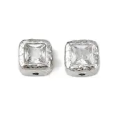 Brass Clear Cubic Zirconia Spacer Beads
