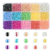 195G 15 Colors 6/0 Transparent Glass Seed Beads